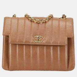 Pre Owned Chanel Brown Lambskin Mademoiselle Coco Mark Chain Shoulder Bag