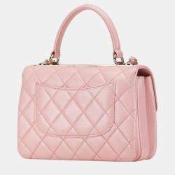 Pre Owned Chanel Pink Lambskin Matelasse Trendy Cc Chain Shoulder Bag