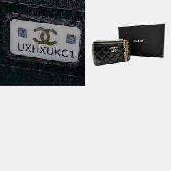 Chanel Metal Black Gold Leather Matelasse Vanity Shoulder Bag