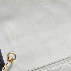 Chanel White Black Bicolor Lambskin Matelasse 25 Coco Mark Diana Chain Shoulder Bag