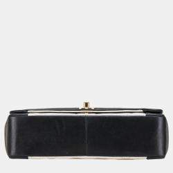 Chanel White Black Bicolor Lambskin Matelasse 25 Coco Mark Diana Chain Shoulder Bag