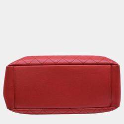 Chanel Red Caviar Skin Gst Matelasse Chain Tote Bag