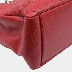 Chanel Red Caviar Skin Gst Matelasse Chain Tote Bag