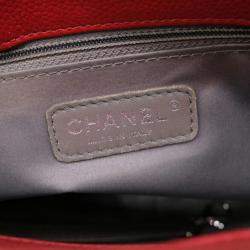 Chanel Red Caviar Skin Gst Matelasse Chain Tote Bag