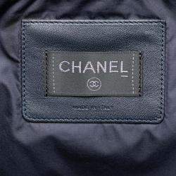 Pre Owned Chanel Navy Pink Nylon Wool Doudone Coconneige Embossed Handbag