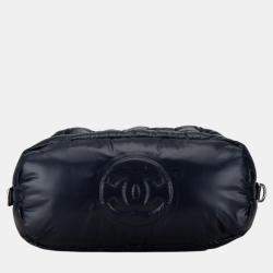 Pre Owned Chanel Navy Pink Nylon Wool Doudone Coconneige Embossed Handbag