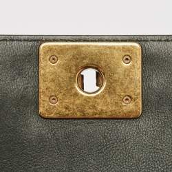 Pre Owned Chanel Green Calfhair and Leather New Medium Boy Flap Bag