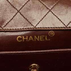 Pre Owned Chanel Brown Quilted Leather Trapezoid Flap Bag