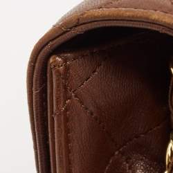 Pre Owned Chanel Brown Quilted Leather Trapezoid Flap Bag