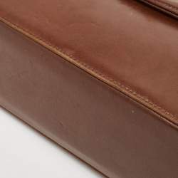 Pre Owned Chanel Brown Quilted Leather Trapezoid Flap Bag