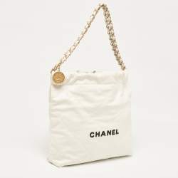 Chanel Off White Quilted Leather 22 Bag