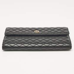 Chanel Black Micro Quilted Leather CC Flap Continental Wallet