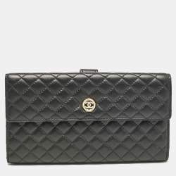 Chanel Black Micro Quilted Leather CC Flap Continental Wallet