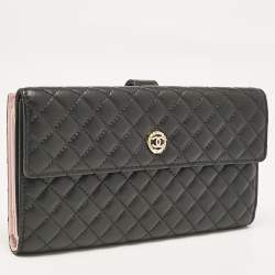 Chanel Black Micro Quilted Leather CC Flap Continental Wallet