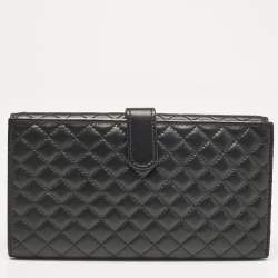 Chanel Black Micro Quilted Leather CC Flap Continental Wallet