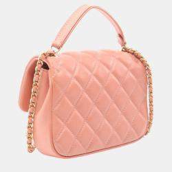 Chanel Pink Lambskin Matelasse Shoulder Bag