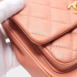 Chanel Pink Lambskin Matelasse Shoulder Bag