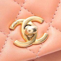 Chanel Pink Lambskin Matelasse Shoulder Bag