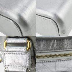 Pre Owned Chanel Leather Silver Metallic Gabrielle Chain Large Hobo Shoulder Bag