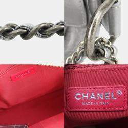 Pre Owned Chanel Leather Silver Metallic Gabrielle Chain Large Hobo Shoulder Bag