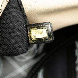 Chanel Black White Leather Camellia Coco Mark Chain Tote Bag