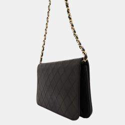 Chanel Black Lambskin Coco Mark Matelasse Push Lock Chain Shoulder Bag