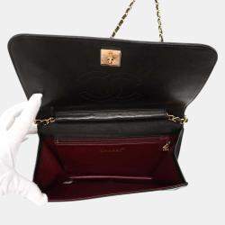 Chanel Black Lambskin Coco Mark Matelasse Push Lock Chain Shoulder Bag