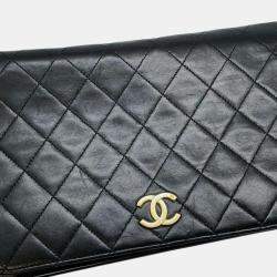 Chanel Black Lambskin Coco Mark Matelasse Push Lock Chain Shoulder Bag