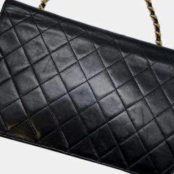 Chanel Black Lambskin Coco Mark Matelasse Push Lock Chain Shoulder Bag