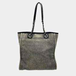 Chanel Canvas Grey Deauville Pm Chain Tote Bag