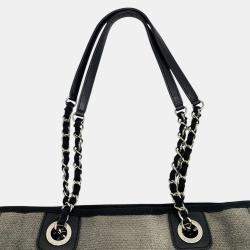 Chanel Canvas Grey Deauville Pm Chain Tote Bag