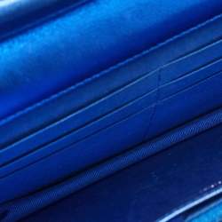 Chanel Royal Blue Quilted Patent Leather Boy Wallet on Chain