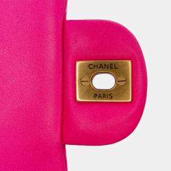 Chanel Pink Mini Square Classic Chevron Lambskin Flap