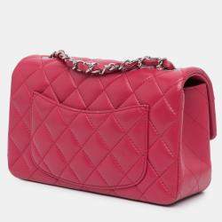 Pre Owned Chanel Mini Lambskin Rectangular Classic Single Flap Bag