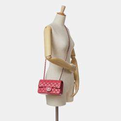 Pre Owned Chanel Mini Lambskin Rectangular Classic Single Flap Bag