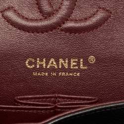 Pre Owned Chanel Black Quilted Caviar Leather Small Classic Double Flap Bag