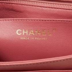 Pre Owned Chanel Peach Pink Quilted Leather Medium Classic Double Flap Bag