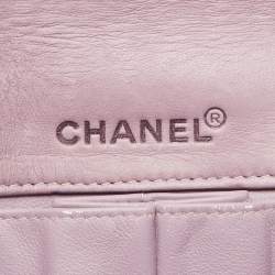 Chanel Dusty Pink Quilted Patent Leather Chocolate Bar CC East West Flap Bag