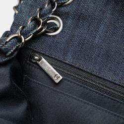 Pre Owned Chanel Blue Denim Perfume Embroidery Chain Shoulder Bag