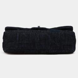 Pre Owned Chanel Blue Denim Perfume Embroidery Chain Shoulder Bag