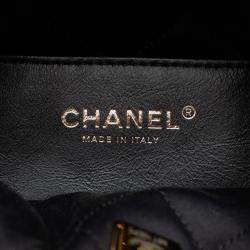 Chanel Black Cotton Camellia Logo Gold Chain Tote Shoulder Bag