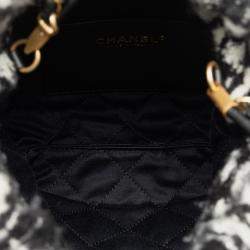 Chanel Black Cotton Camellia Logo Gold Chain Tote Shoulder Bag
