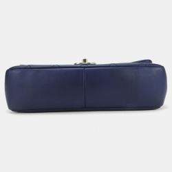 Chanel Blue Leather Matrasse Lambskin Shoulder Bag