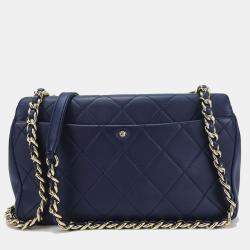 Chanel Blue Leather Matrasse Lambskin Shoulder Bag