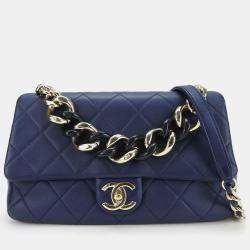 Chanel Blue Leather Matrasse Lambskin Shoulder Bag