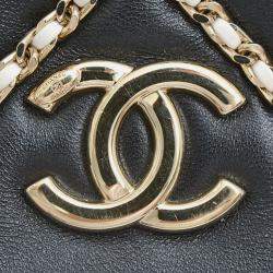 Pre Owned Chanel Black Leather Lambskin Chain Shoulder Bag