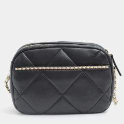 Pre Owned Chanel Black Leather Lambskin Chain Shoulder Bag