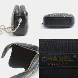 Pre Owned Chanel Black Leather Lambskin Chain Shoulder Bag