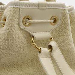 Chanel Beige Canvas Velour Leather Backpack