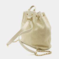 Chanel Beige Canvas Velour Leather Backpack